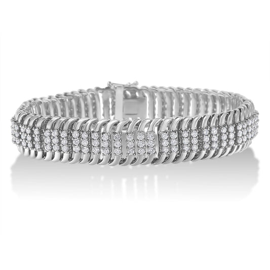 14K White Gold 5.0 Cttw Round Brilliant Cut Diamond 7" S Wave
